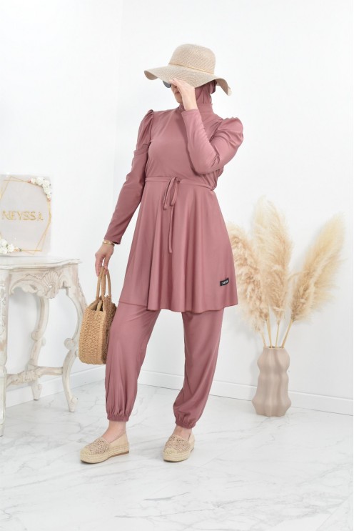 Burkini long coupe évasée, maillot de bain femme voilée musulmane