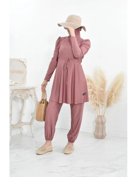 Burkini long coupe évasée, maillot de bain femme voilée musulmane