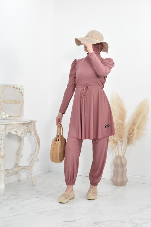 Burkini long coupe évasée, maillot de bain femme voilée musulmane