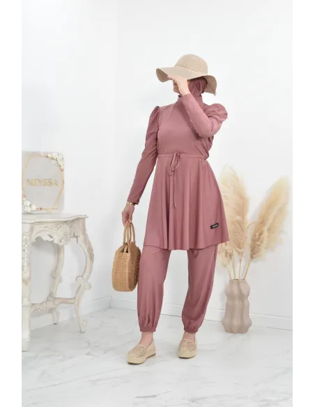 Burkini long coupe évasée, maillot de bain femme voilée musulmane