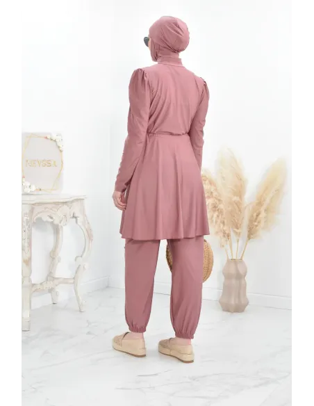 Burkini long coupe évasée, maillot de bain femme voilée musulmane
