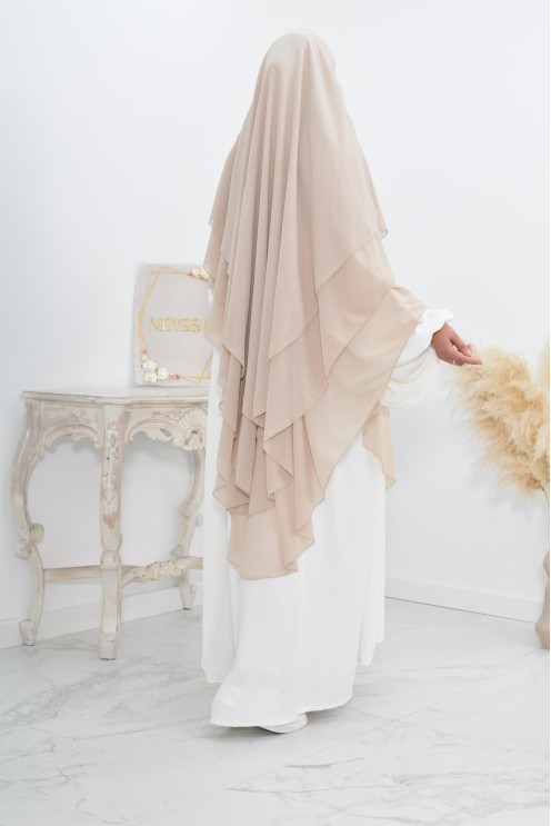 Khimar 3 voiles yemenite en mousseline pour femme musulmane voilée