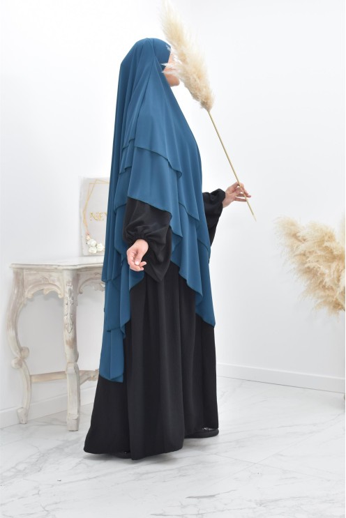 Khimar 3 voiles yemenite en mousseline pour femme musulmane voilée