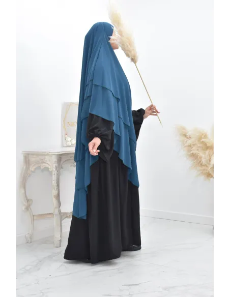 Khimar 3 voiles yemenite en mousseline pour femme musulmane voilée