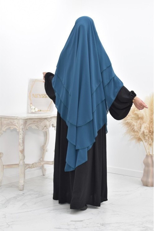 Khimar 3 voiles yemenite en mousseline pour femme musulmane voilée