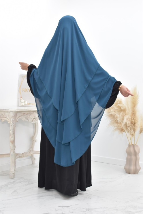 Khimar 3 voiles yemenite en mousseline pour femme musulmane voilée