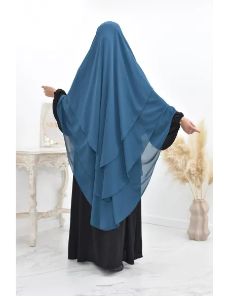 Khimar 3 voiles yemenite en mousseline pour femme musulmane voilée