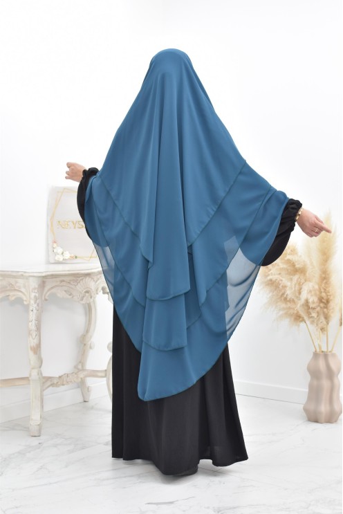 Khimar 3 voiles yemenite en mousseline pour femme musulmane voilée