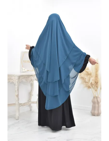 Khimar 3 voiles yemenite en mousseline pour femme musulmane voilée