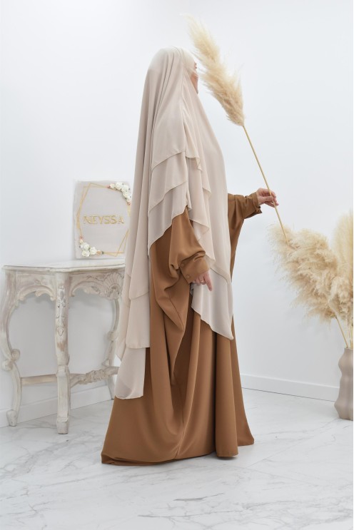 Khimar 3 voiles yemenite en mousseline pour femme musulmane voilée