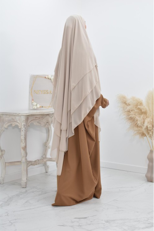 Khimar 3 voiles yemenite en mousseline pour femme musulmane voilée