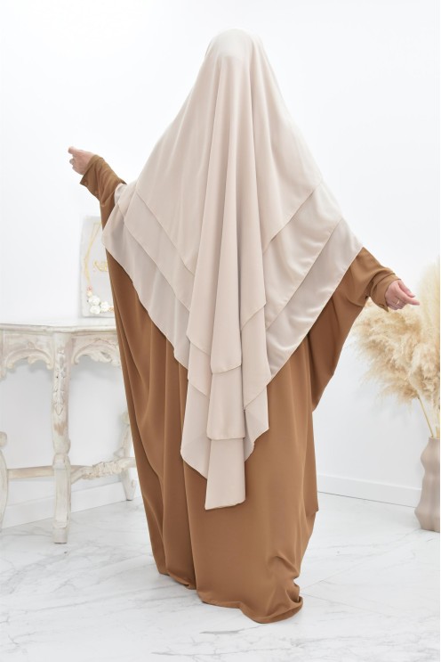 Khimar 3 voiles yemenite en mousseline pour femme musulmane voilée