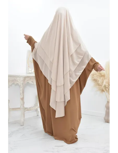 Khimar 3 voiles yemenite en mousseline pour femme musulmane voilée