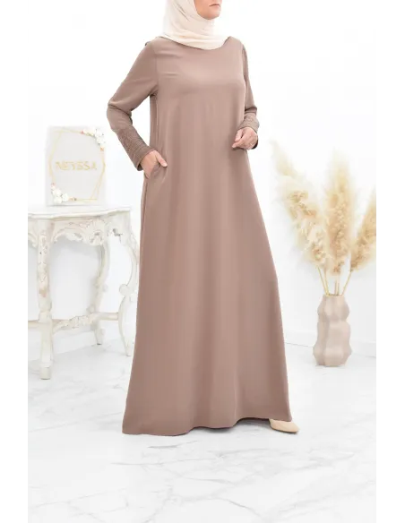 Superbe abaya islamique manches dentelle sans artifice casual