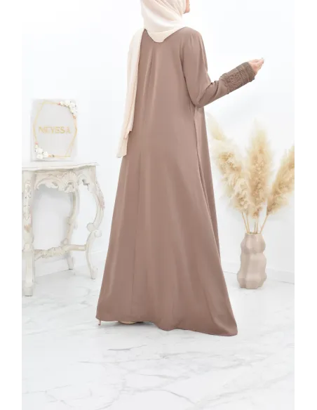 Superbe abaya islamique manches dentelle sans artifice casual