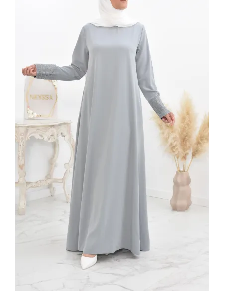 Superbe abaya islamique manches dentelle sans artifice casual