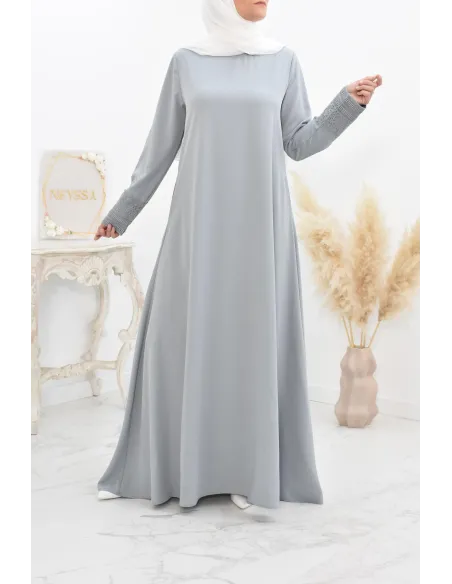Superbe abaya islamique manches dentelle sans artifice casual