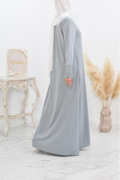 Superbe abaya islamique manches dentelle sans artifice casual