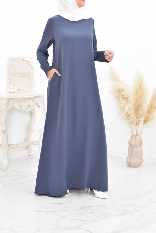 Superbe abaya islamique manches dentelle sans artifice casual