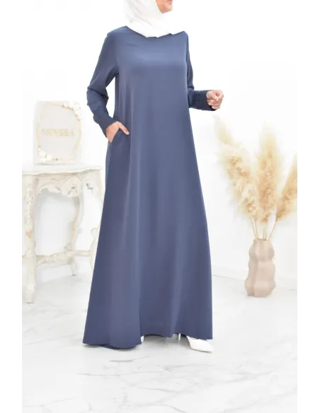 Superbe abaya islamique manches dentelle sans artifice casual
