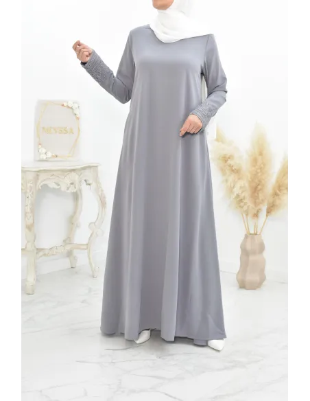 Superbe abaya islamique manches dentelle sans artifice casual