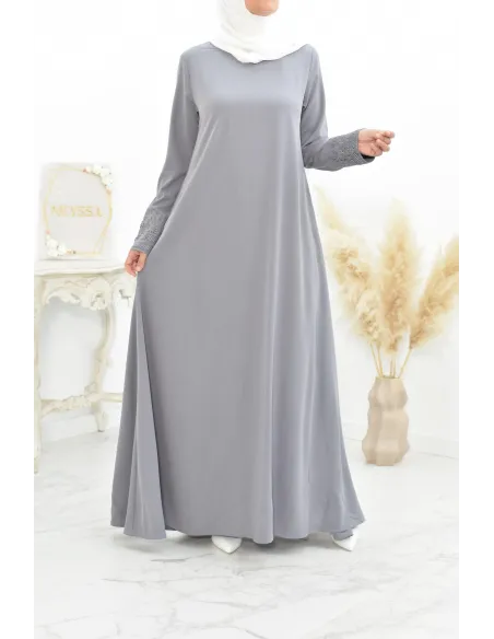 Superbe abaya islamique manches dentelle sans artifice casual