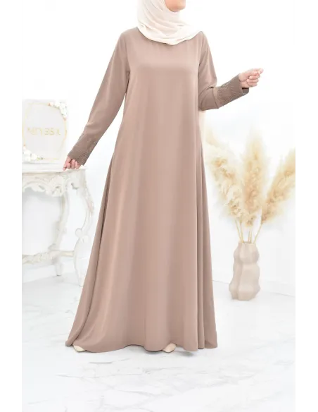Superbe abaya islamique manches dentelle sans artifice casual