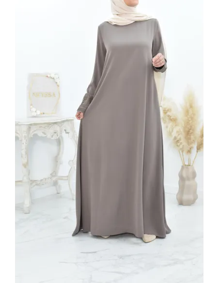 Superbe abaya islamique manches dentelle sans artifice casual