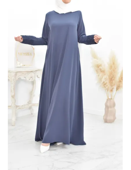 Superbe abaya islamique manches dentelle sans artifice casual