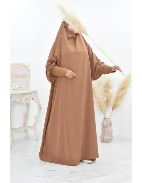 Jilbab une pièce wool peach léger fluide pas cher