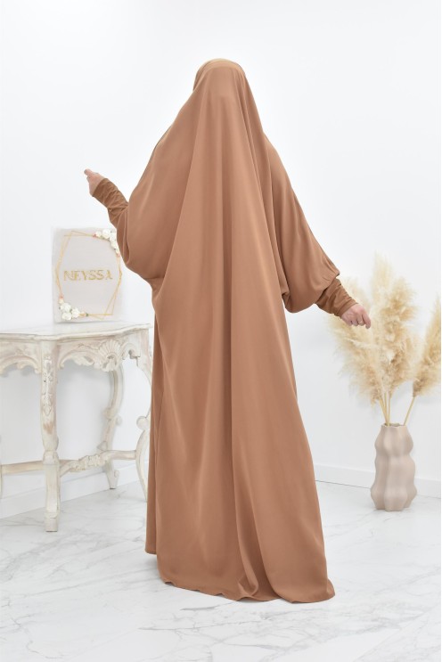 Jilbab une pièce wool peach léger fluide pas cher