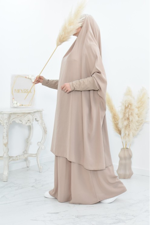 jilbab 2 pieces en wool peach haut de gamme et pas cher