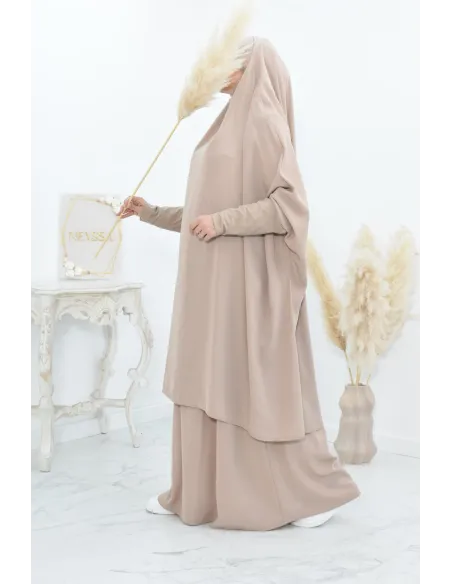 jilbab 2 pieces en wool peach haut de gamme et pas cher