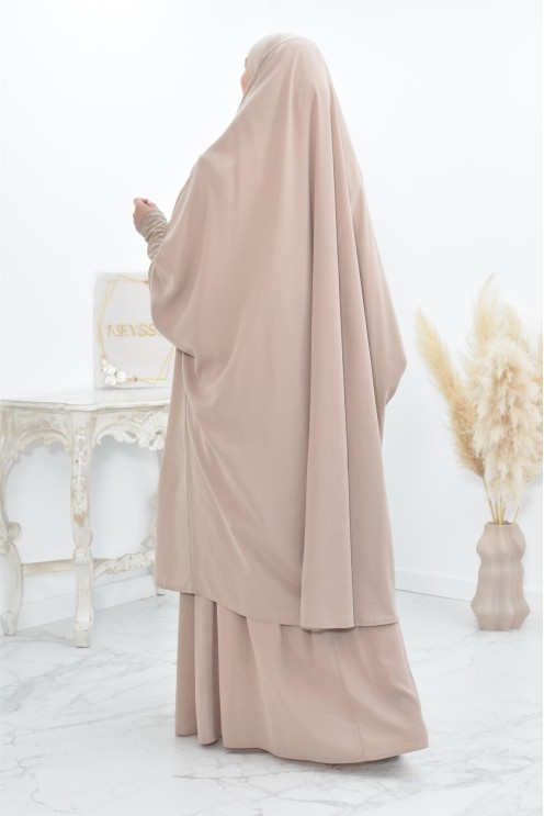 jilbab 2 pieces en wool peach haut de gamme et pas cher