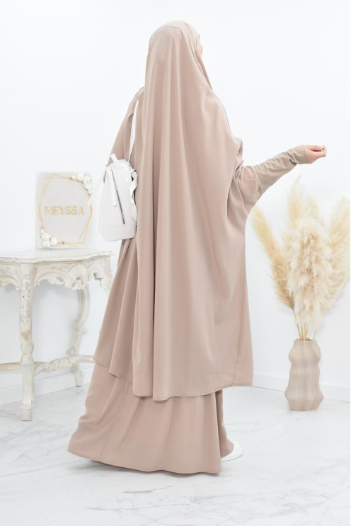 jilbab 2 pieces en wool peach haut de gamme et pas cher