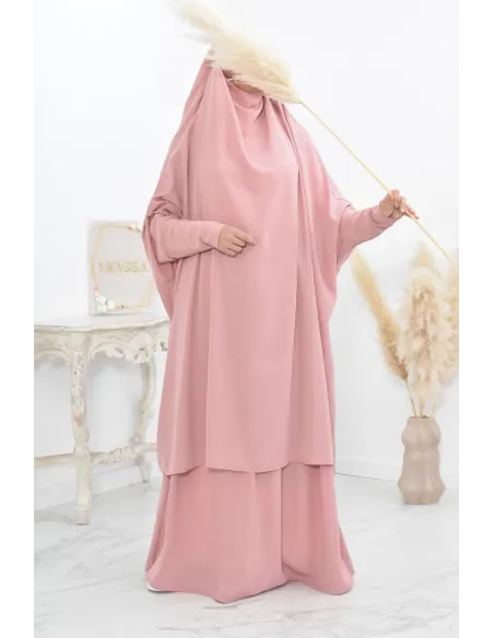 jilbab 2 pieces en wool peach haut de gamme et pas cher