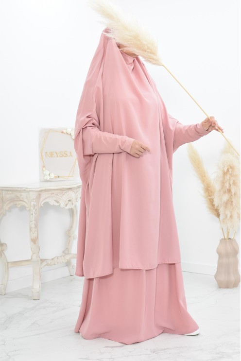 jilbab 2 pieces en wool peach haut de gamme et pas cher