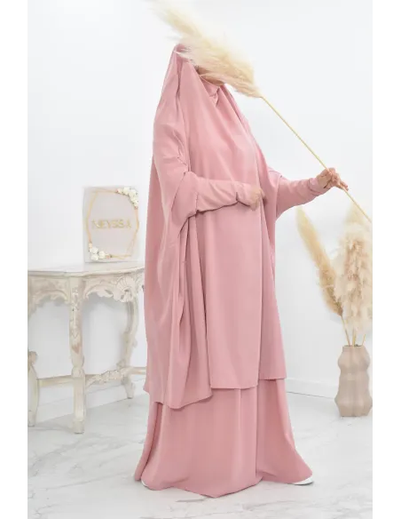 jilbab 2 pieces en wool peach haut de gamme et pas cher