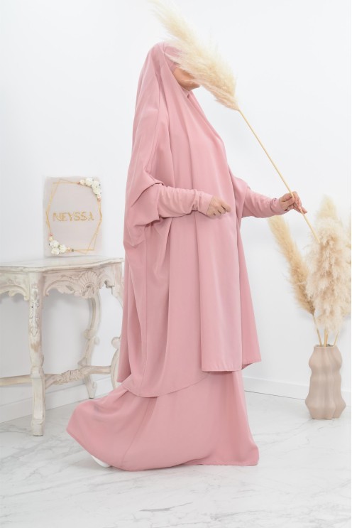 jilbab 2 pieces en wool peach haut de gamme et pas cher