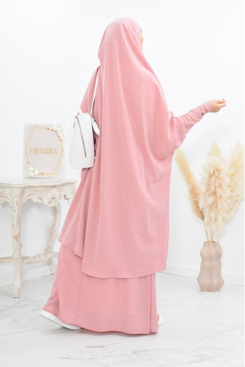 jilbab 2 pieces en wool peach haut de gamme et pas cher