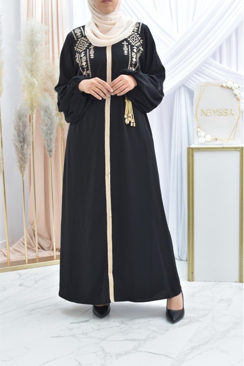 Abaya traditionnelle duo mère ou fille style caftan avec broderies