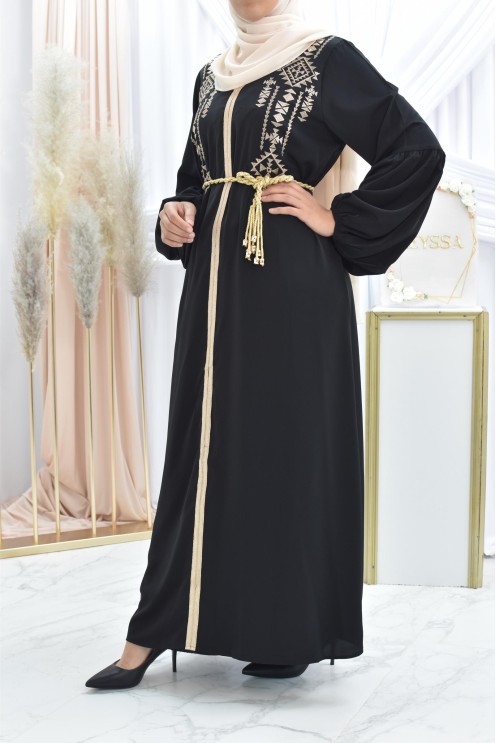 Abaya traditionnelle duo mère ou fille style caftan avec broderies