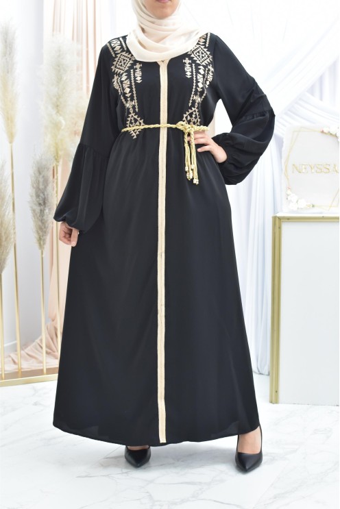 Abaya traditionnelle duo mère ou fille style caftan avec broderies
