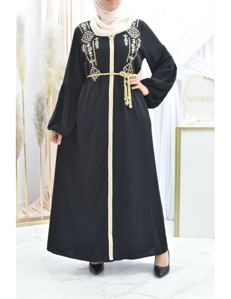 Abaya traditionnelle duo mère ou fille style caftan avec broderies
