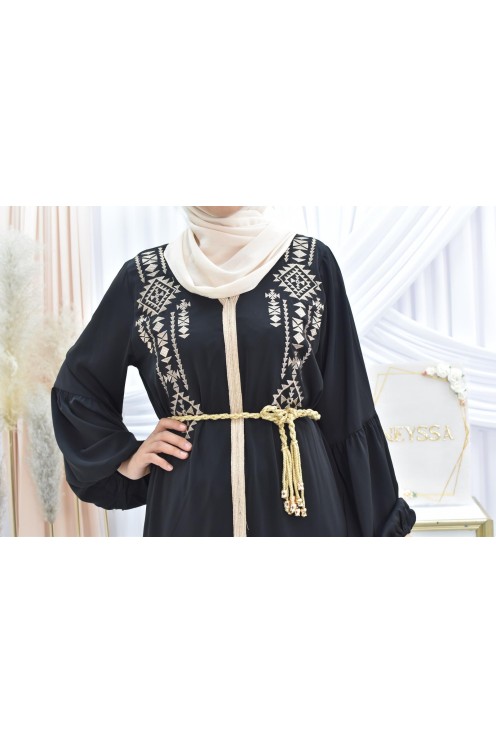 Abaya traditionnelle duo mère ou fille style caftan avec broderies