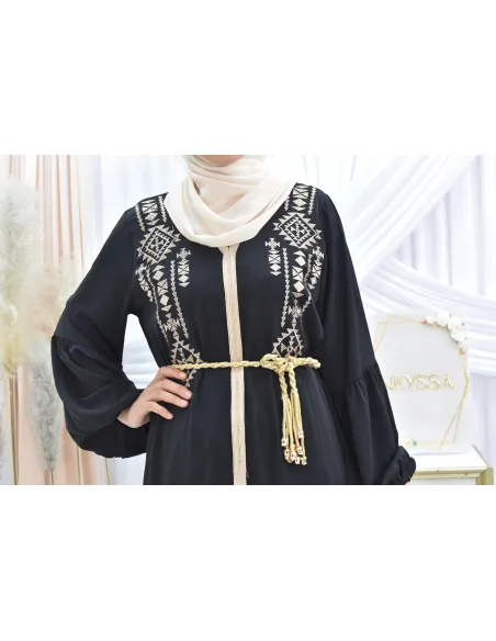 Abaya traditionnelle duo mère ou fille style caftan avec broderies