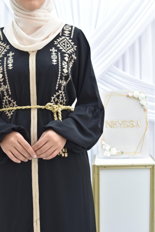 Abaya traditionnelle duo mère ou fille style caftan avec broderies