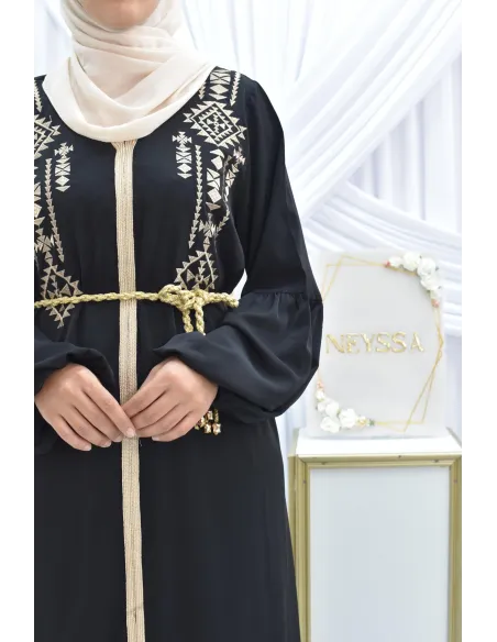 Abaya traditionnelle duo mère ou fille style caftan avec broderies
