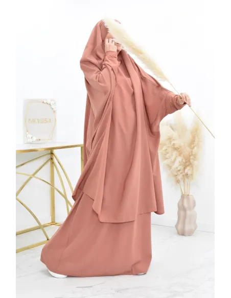 jilbab 2 pieces en wool peach haut de gamme et pas cher