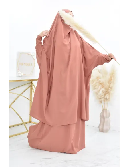 jilbab 2 pieces en wool peach haut de gamme et pas cher